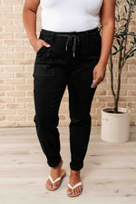 Load image into Gallery viewer, Carmen Double Cuff Joggers in Black
