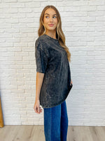 Load image into Gallery viewer, Casual Basic Drop Shoulder Oversized Tee in Ash Black
