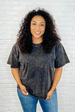 Load image into Gallery viewer, Casual Basic Drop Shoulder Oversized Tee in Ash Black

