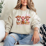 Load image into Gallery viewer, Easter Basket Highland Cow Graphic Sweatshirt
