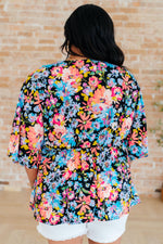 Load image into Gallery viewer, Dreamer Peplum Top in Black Multi Floral
