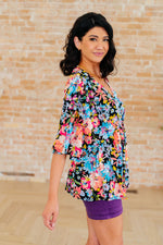 Load image into Gallery viewer, Dreamer Peplum Top in Black Multi Floral
