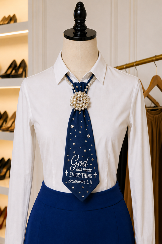 God Has Made Everything Beautiful Pearl Statement Necktie Necklace – Ecclesiastes 3:11