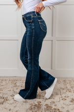 Load image into Gallery viewer, Edna High Rise Control Top Shield Pocket Flare Jeans
