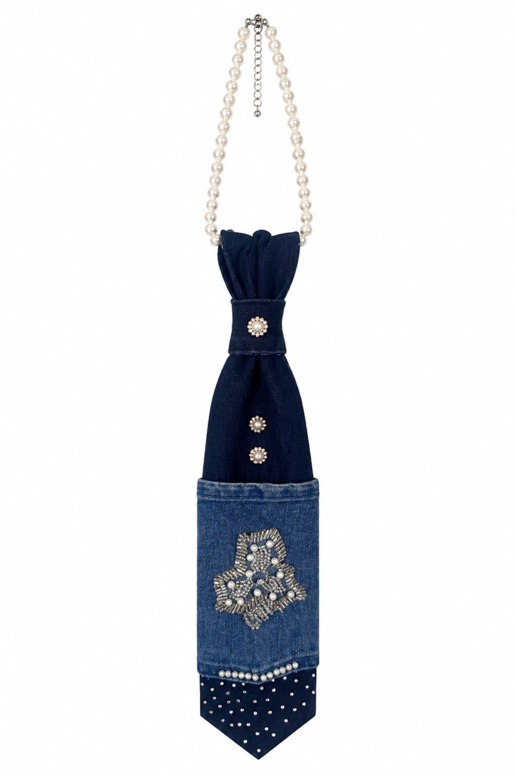 Decorative tie with embellishments on a white background