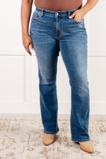 Load image into Gallery viewer, Hannah Mid Rise Thermal Bootcut Jeans
