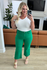 Load image into Gallery viewer, Lisa High Rise Control Top Wide Leg Crop Jeans in Kelly Green
