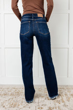 Load image into Gallery viewer, Jacqueline Mid Rise Frayed Hem Straight Leg Jean
