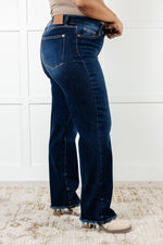 Load image into Gallery viewer, Jacqueline Mid Rise Frayed Hem Straight Leg Jean
