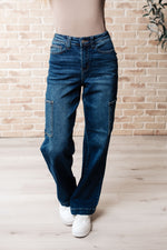 Load image into Gallery viewer, Leila High Rise Cargo Straight Jeans
