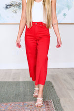Load image into Gallery viewer, Lisa High Rise Control Top Wide Leg Crop Jeans in Red
