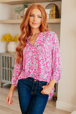 Load image into Gallery viewer, Lizzy Top in Blue and Pink Paisley
