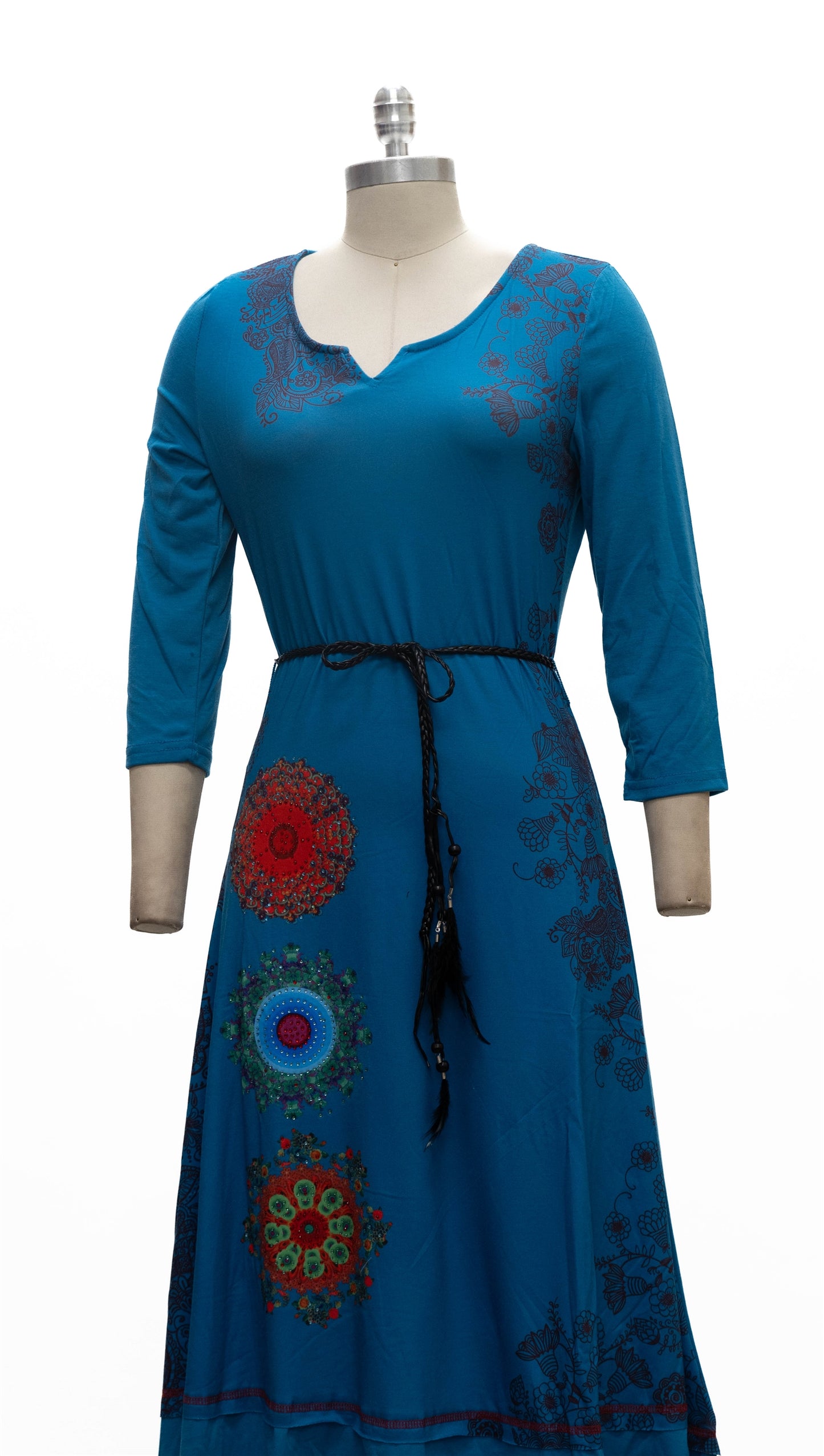 Michael K Belted Jersey Dress Turquoise