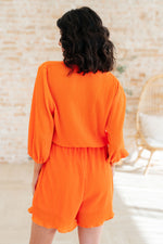 Load image into Gallery viewer, Roll With me Romper in Tangerine
