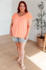 Load image into Gallery viewer, Ruched Cap Sleeve Top in Neon Orange
