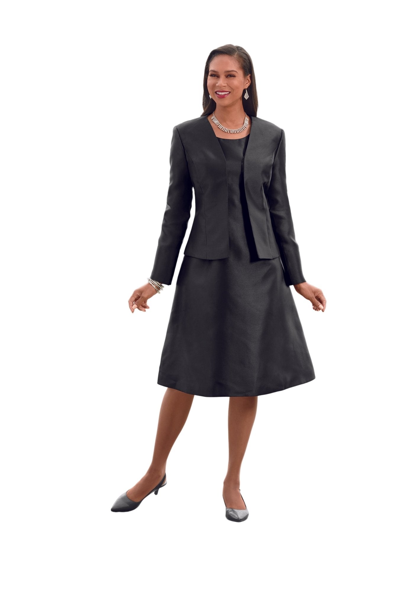 Simply Stunning Black Jacket Dress - Classic Elegance Front View
