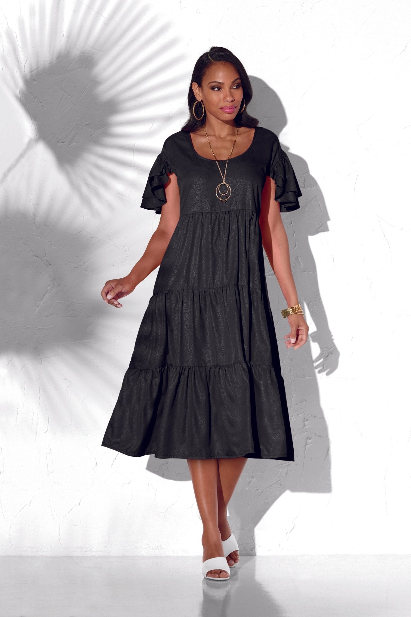 Black Triple Tiered Dress - Classic Versatile Elegance
