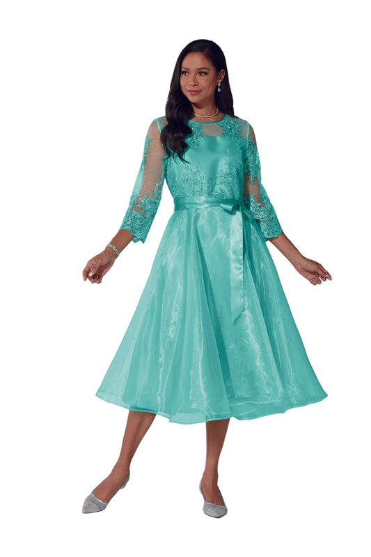 Enchanting Aqua Mist Organza Dress by EY Boutique - Flowing Elegance

