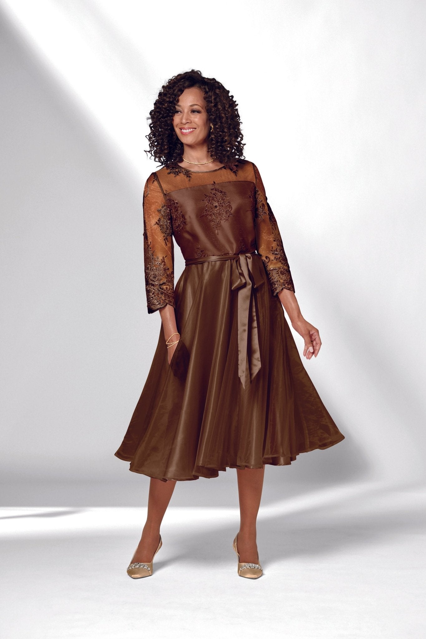 Chocolate Brown Organza Dress - Rich Elegant Colorway
