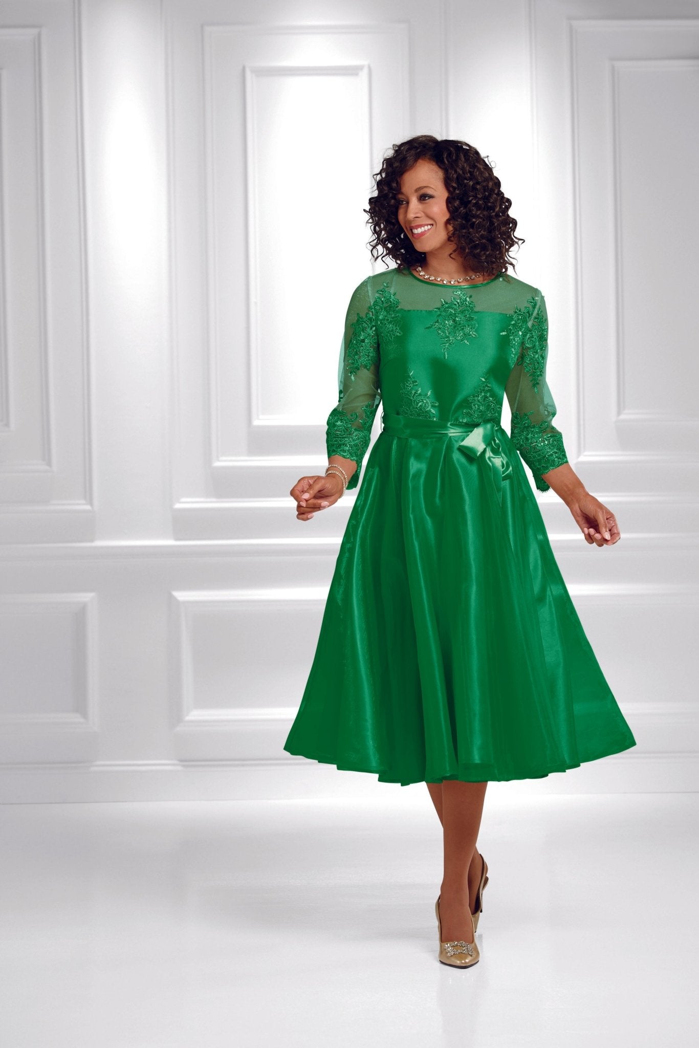 Emerald Green Organza Dress - Jewel Tone Luxury
