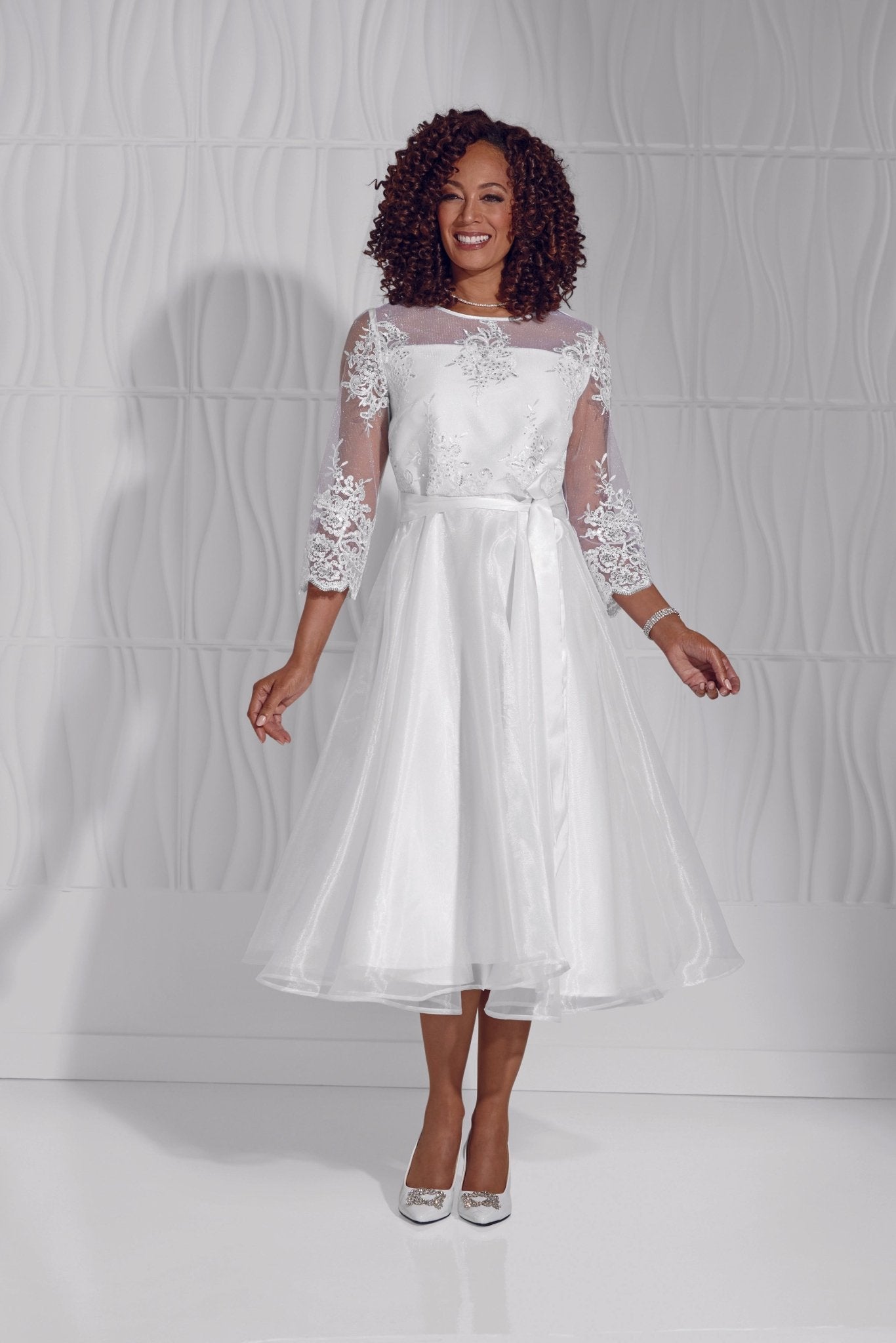 White Organza Dress - Classic Bridal or Formal Elegance
