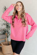 Load image into Gallery viewer, Same Ol&#39; Situation Collared Pullover in Hot Pink
