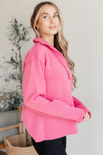 Load image into Gallery viewer, Same Ol&#39; Situation Collared Pullover in Hot Pink
