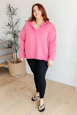 Load image into Gallery viewer, Same Ol&#39; Situation Collared Pullover in Hot Pink
