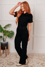 Load image into Gallery viewer, Tilda Short Sleeve Control Top Denim Jumpsuit
