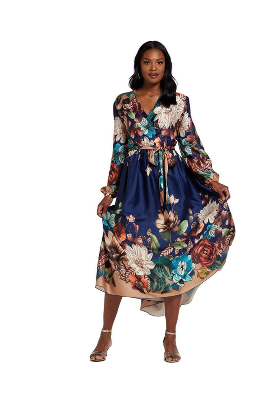 BLOOMIMG FLOWERS WRAP DRESS
