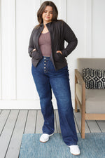 Load image into Gallery viewer, Where Are You Zip Up Jacket in Black
