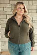 Load image into Gallery viewer, Where Are You Zip Up Jacket in Olive
