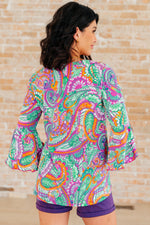 Load image into Gallery viewer, Willow Bell Sleeve Top in Lavender Mint Paisley
