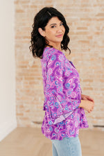 Load image into Gallery viewer, Willow Bell Sleeve Top in Lavender Paisley
