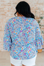 Load image into Gallery viewer, Willow Bell Sleeve Top in Retro Ditsy Floral
