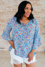 Load image into Gallery viewer, Willow Bell Sleeve Top in Retro Ditsy Floral
