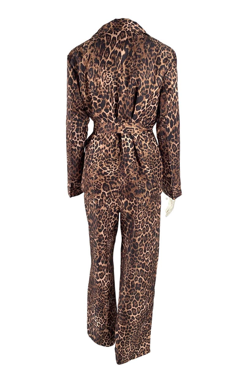 Leopard print suit on a white background