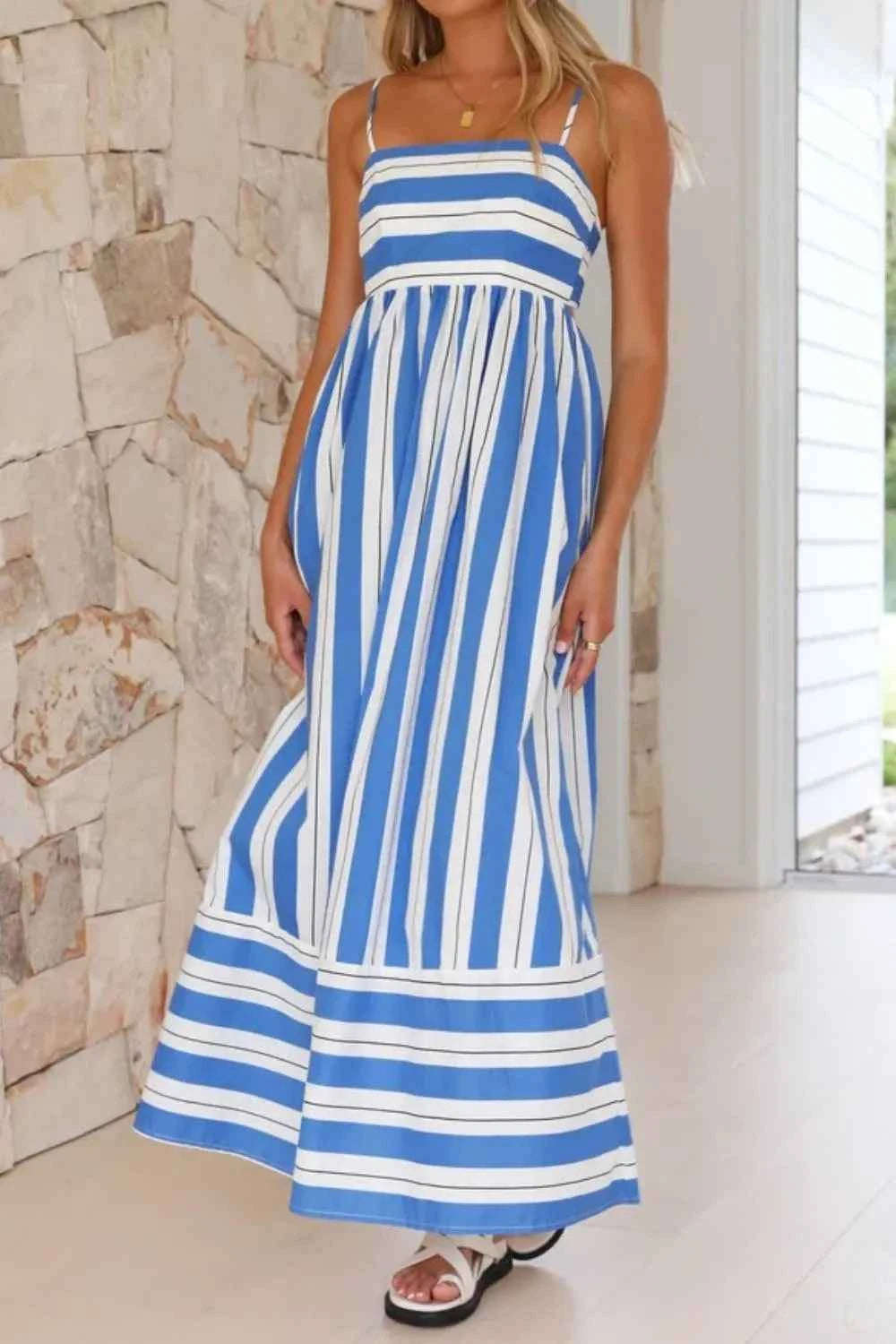 Striped Square Neck Cami Dress