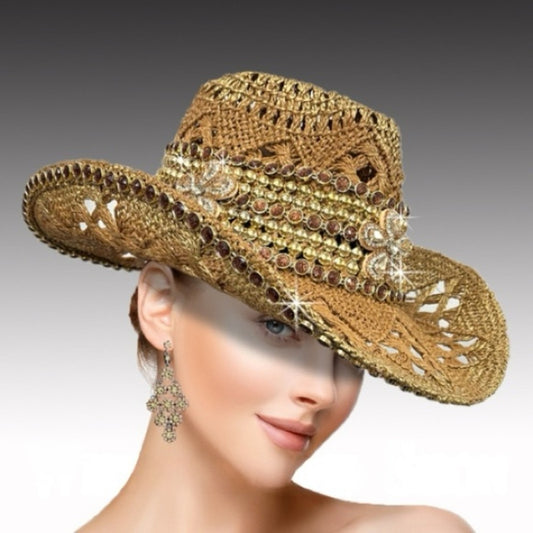 Elegant Gold Embellished Women's Hat