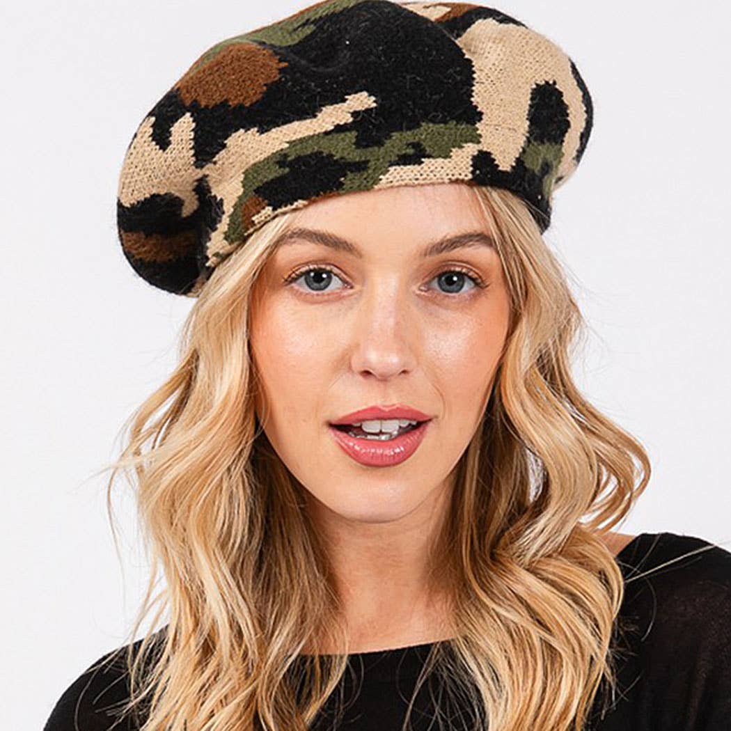 Camo Knit Beret