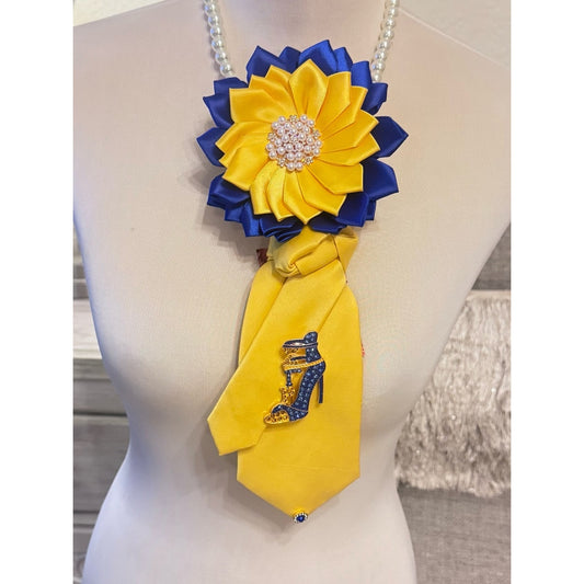 Royal Blue & Gold Sisterhood Necktie Necklace | Handmade Sorority & Church Group