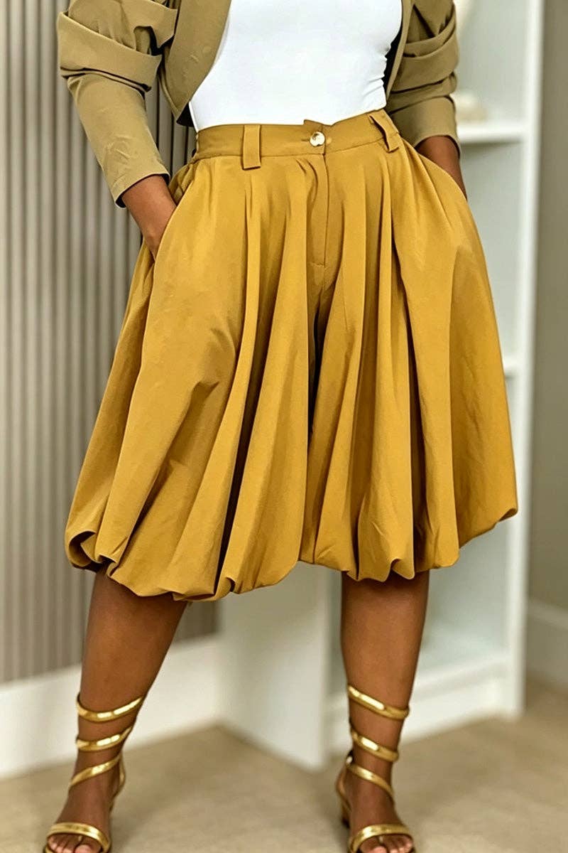 Pleated High-Waist Casual Pants