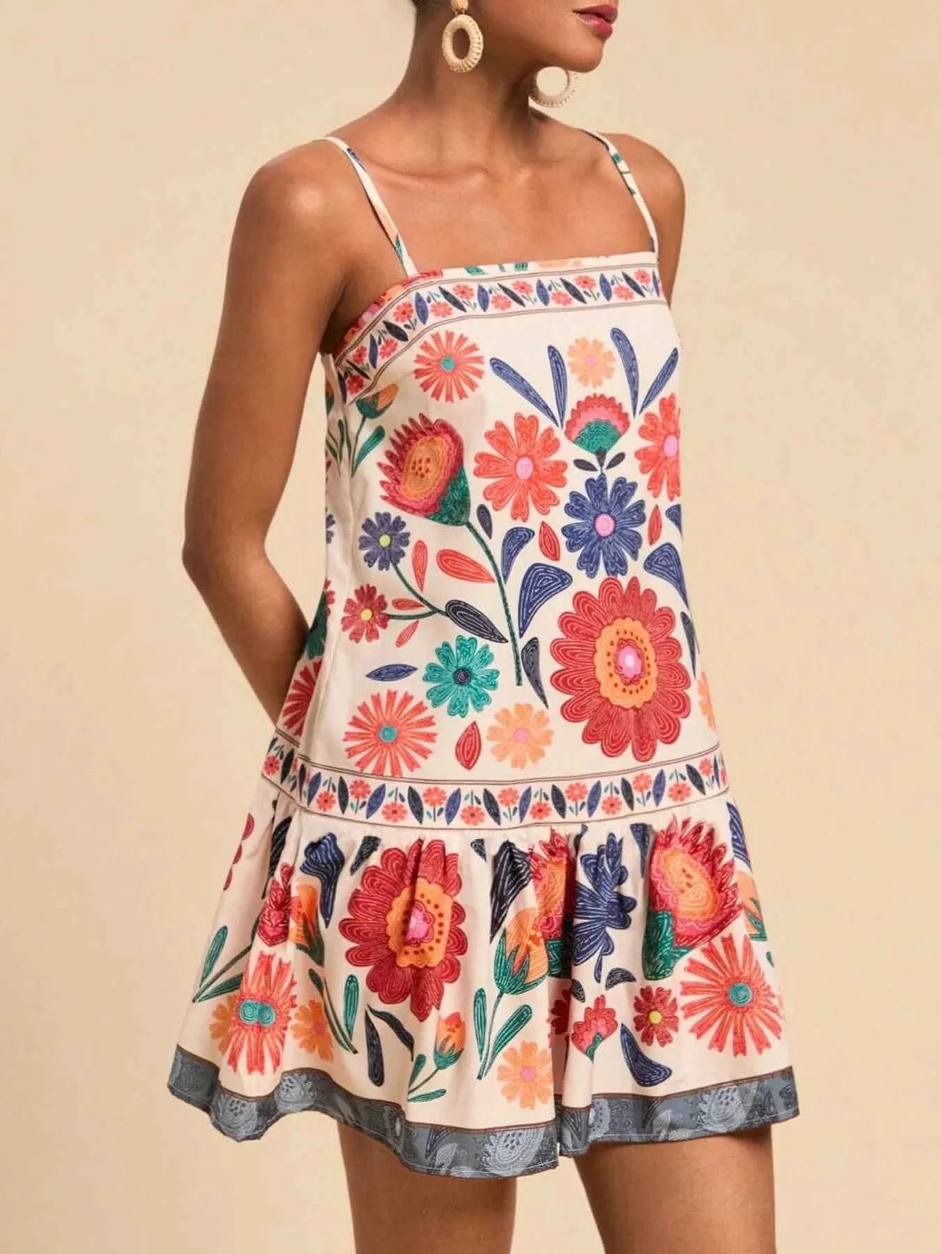 Floral Square Neck Cami Mini Dress