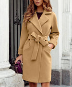 Load image into Gallery viewer, Chic Lace-Up Tailored Wool Jacket with Long Sleeves
