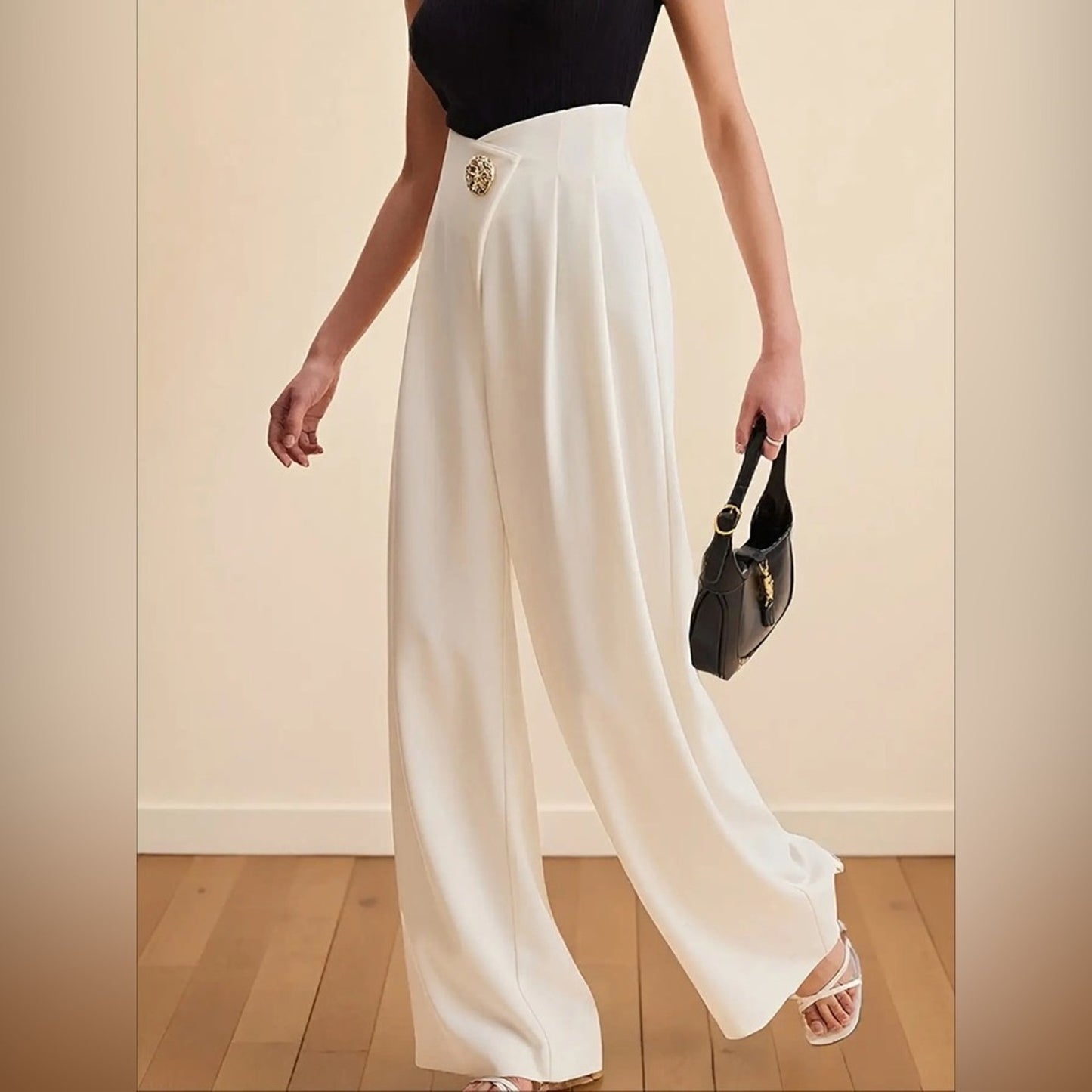 Women’s Black Wide‑Leg Palazzo Pants | High‑Waist Elegant Trousers