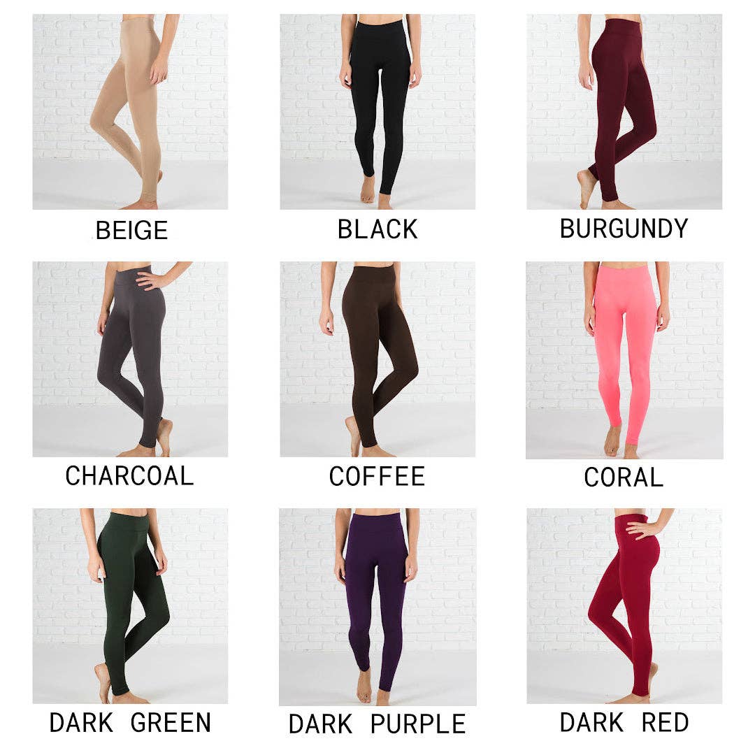Grid of leggings in various colors with models wearing them against a white background.