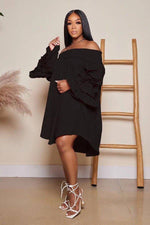 Load image into Gallery viewer, Sexy One-Shoulder Fashion Dress with Ruffled Sleeves
