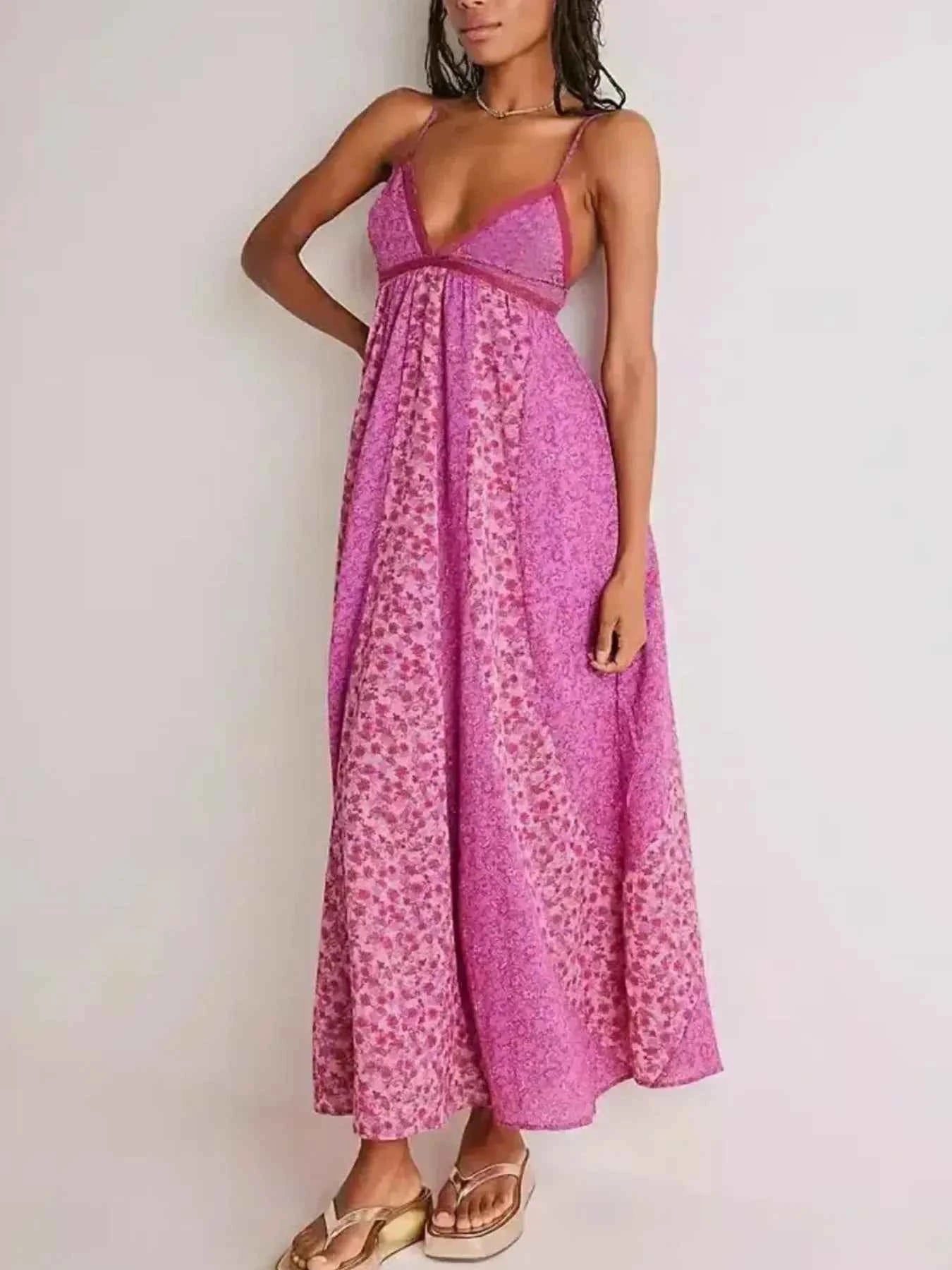 Floral V-Neck Maxi Cami Dress