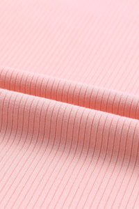 Pink Casual Dotty Layered Ruffle Ribbed Knit Top