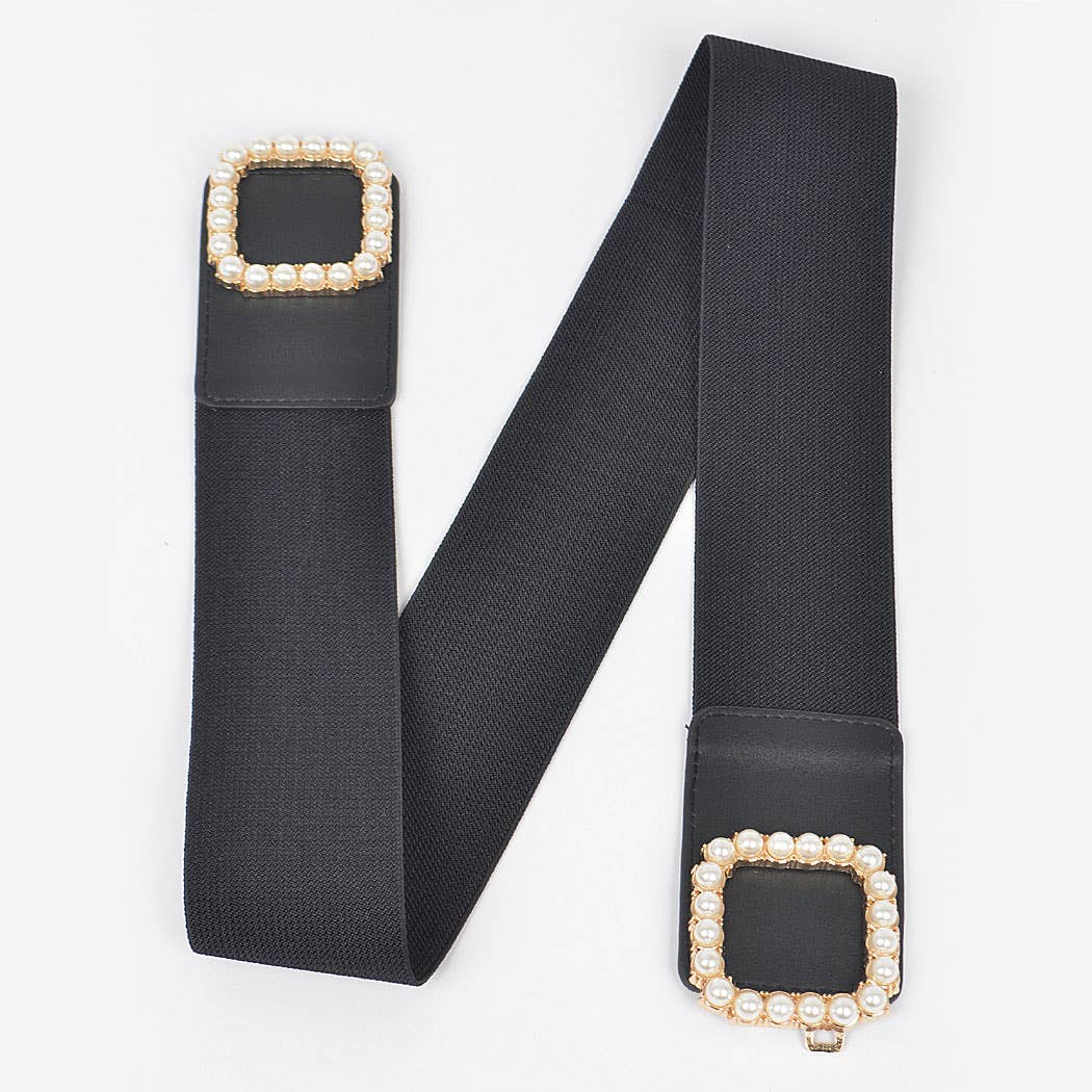 Pearl Buckle Plus Size Elastic Belt